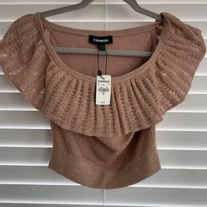 Express - Creme/Goldish Off the Shoulder Shirt XS